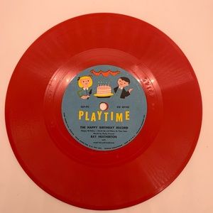 PLAYTIME Red vinyl record.  The Happy Birthday Record and How Old Are You